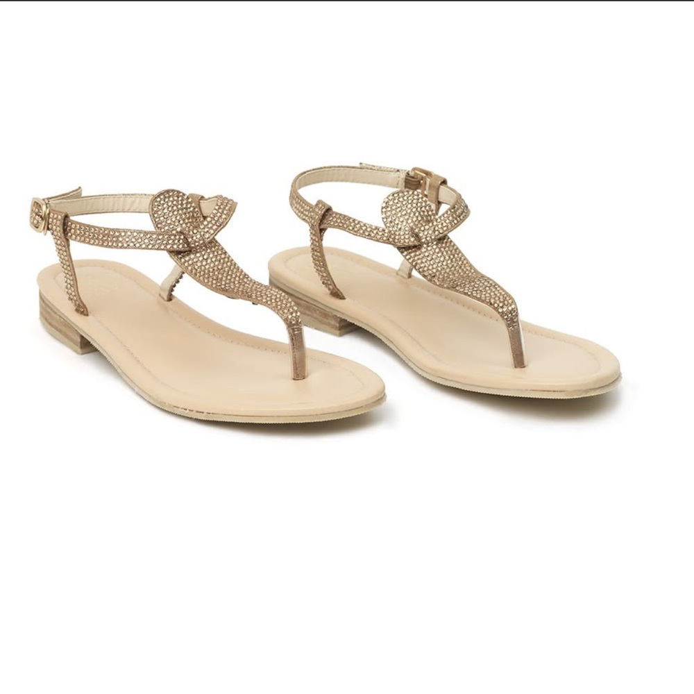 Savi resort wear rose gold crystal sandals